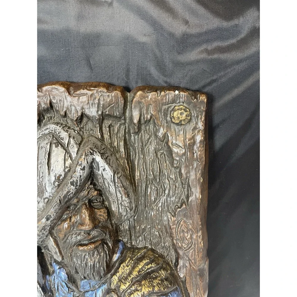 Vanguard Studio Style 3D Spanish Conquistador Faux Wood Carving Plaster Wall Art